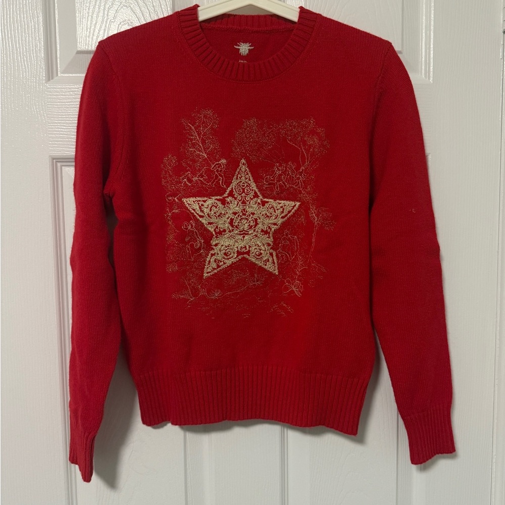 Dior Red Sweater with Gold Star Design
